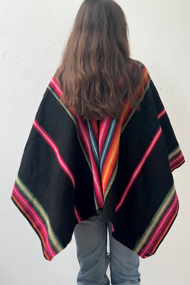 Anna Corinna Reworked Vintage Hand Woven Midnight Wool Poncho #2