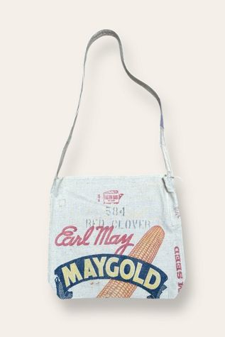 Vintage 1940's Seed Sack Reconstructed Maygold Bag Selected By Afterlife Boutique