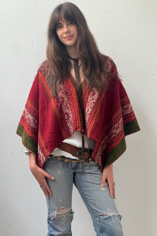 Anna Corinna Reworked Vintage Hand Woven Wool Poncho