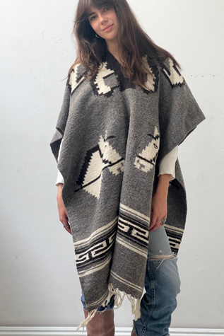 Vintage Horses Wool Poncho Selected by Anna Corinna