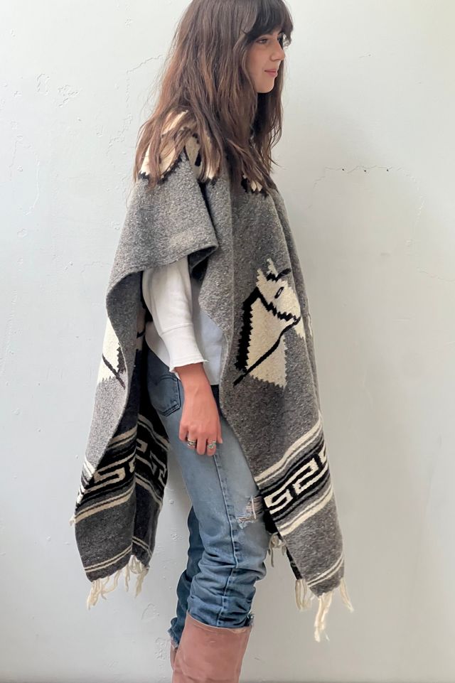 Vintage Horses Wool Poncho Selected by Anna Corinna #1