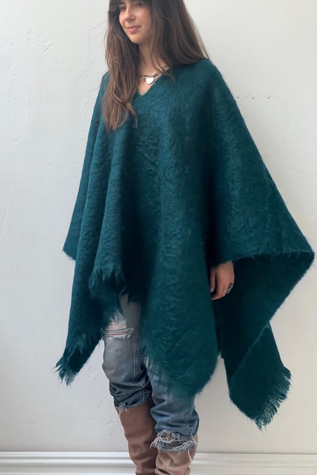 Anna Corinna Reworked Vintage Woven Teal Poncho #1