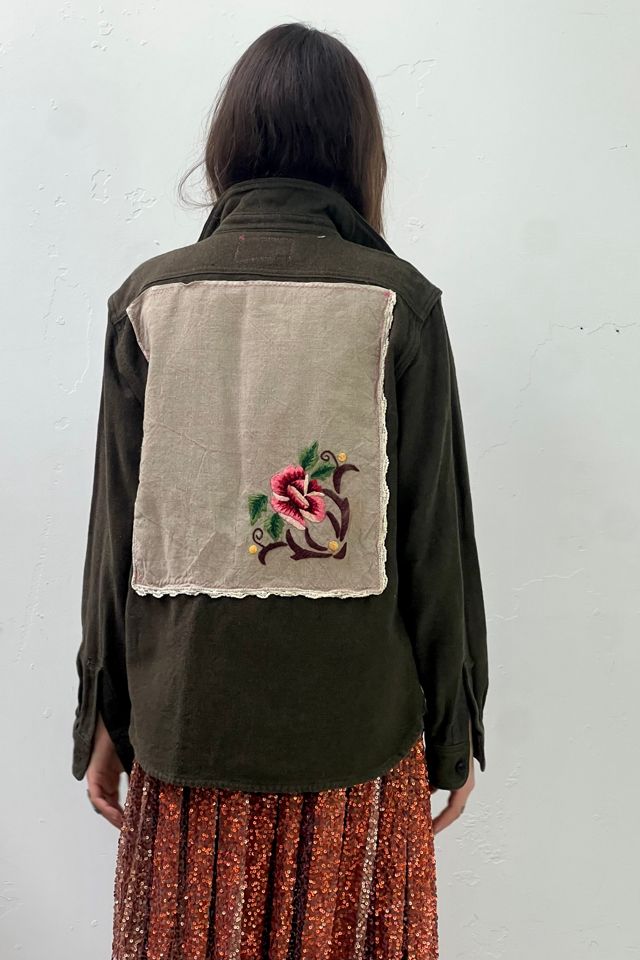 Anna Corinna Reworked Vintage Cozy Rose Patched Button Down