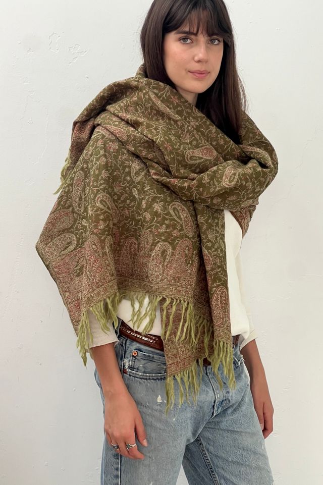 Vintage Wool Woven Paisley Shawl Scarf Selected by Anna Corinna #1