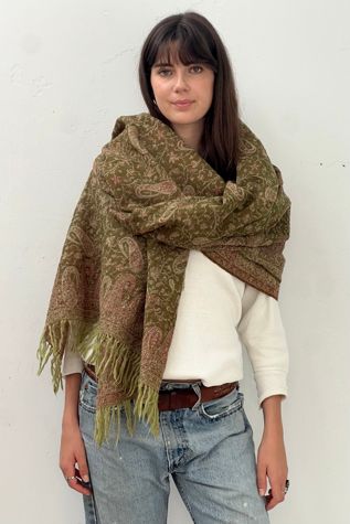 Vintage Wool Woven Paisley Shawl Scarf Selected by Anna Corinna