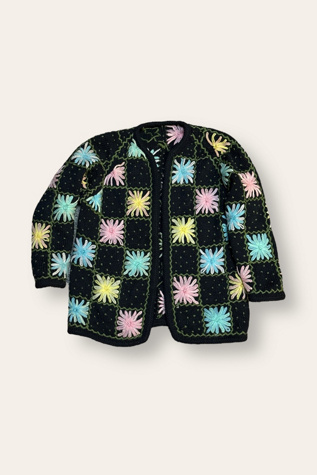 Vintage 1960's Flower Knit Cardigan Sweater Selected By Afterlife Boutique