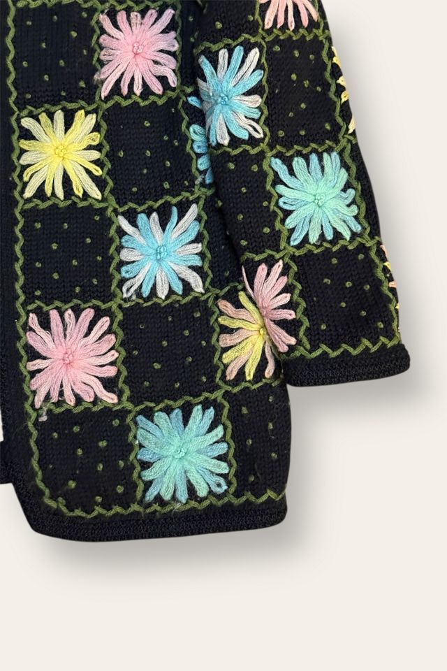 Vintage 1960's Flower Knit Cardigan Sweater Selected By Afterlife Boutique #2