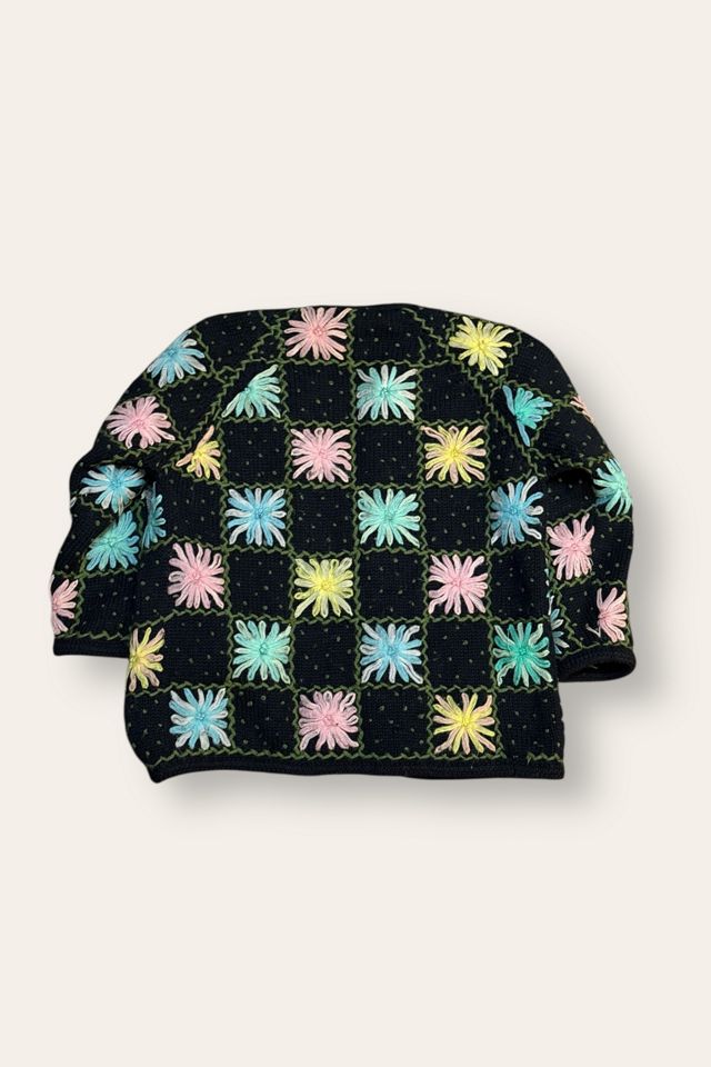 Vintage 1960's Flower Knit Cardigan Sweater Selected By Afterlife Boutique #3