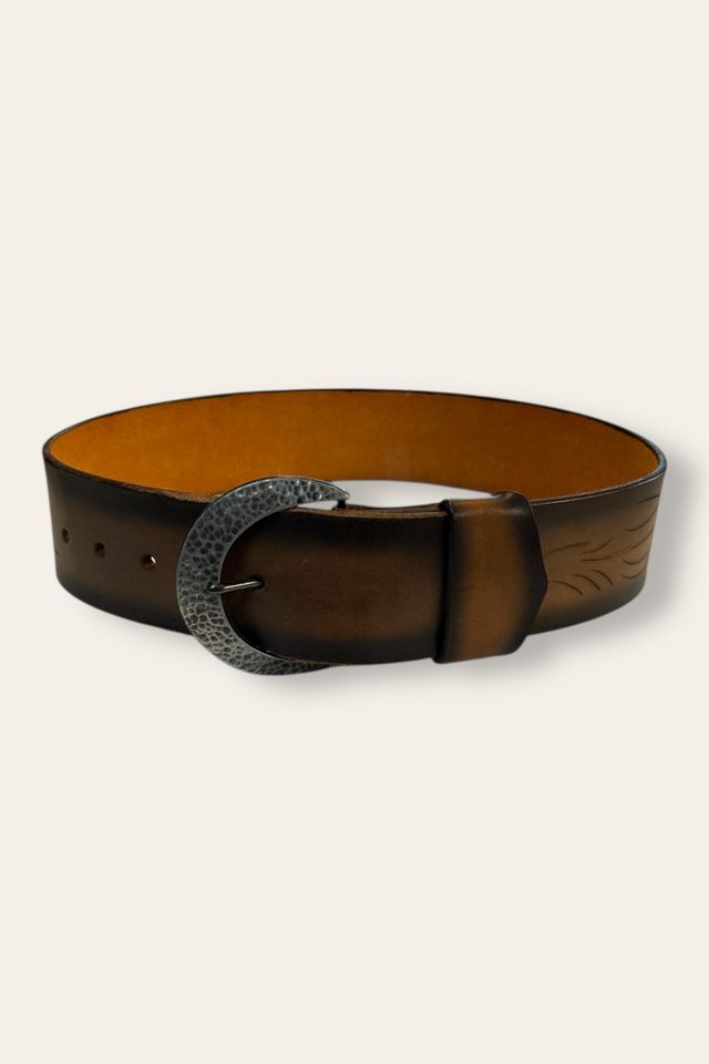 Vintage 1970's Tooled Wheat Wide Leather Belt Selected By Afterlife Boutique #3