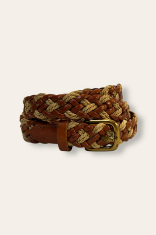 Vintage 1990's Woven Leather & Jute Belt Selected By Afterlife Boutique