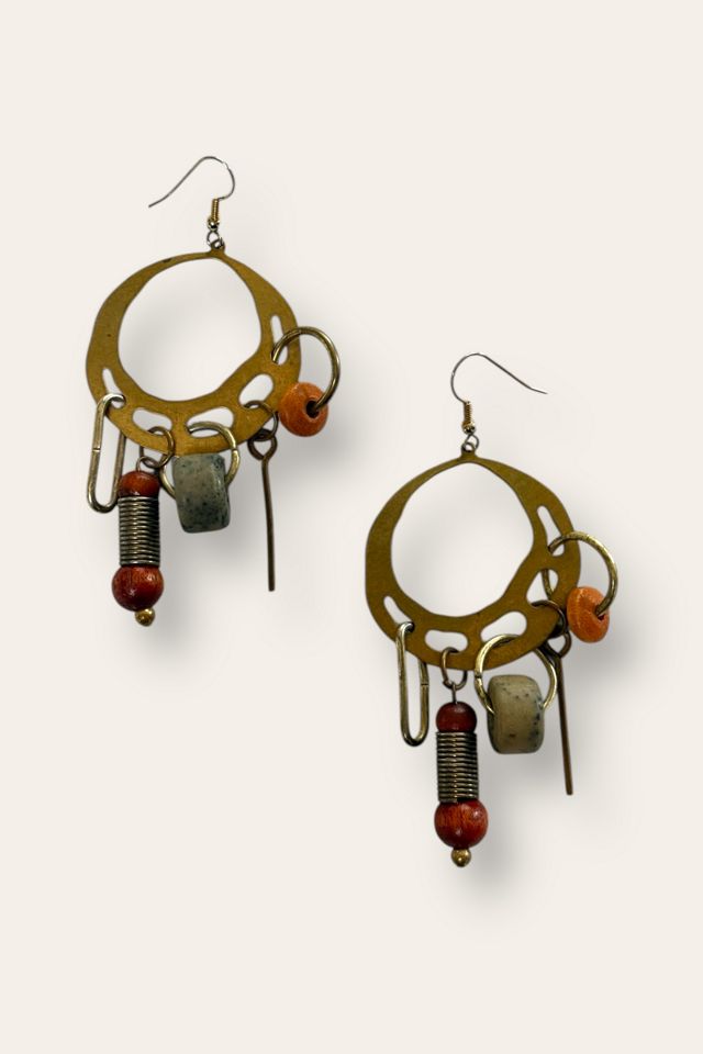 Vintage 1990's Chunky Brass Earrings Selected by Afterlife Boutique