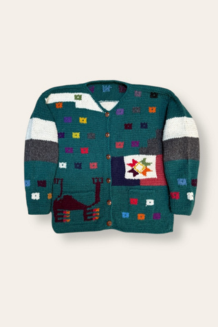 Vintage 1990's Multi-Colored Wool Cardigan Selected By Afterlife Boutique