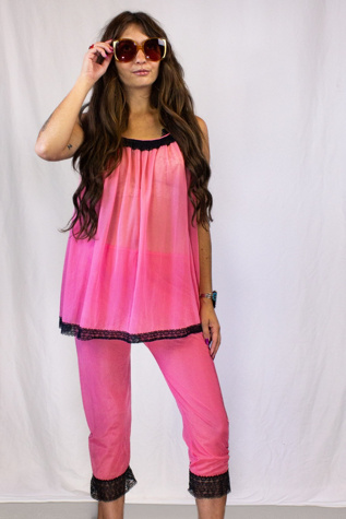 Vintage 70s 2 Piece Pink Lounge Wear Selected by Black Shag Vintage