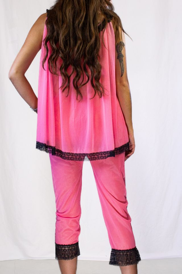 Vintage 70s 2 Piece Pink Lounge Wear Selected by Black Shag Vintage #1
