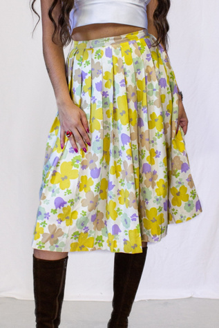 Vintage Yellow Flower Skirt Selected by Black Shag Vintage