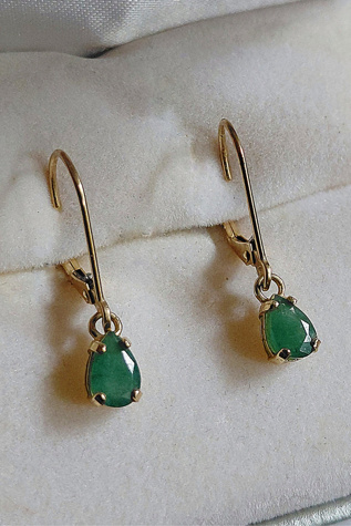 Vintage 14K Emerald Dangle Earrings Selected by Garbage Soup