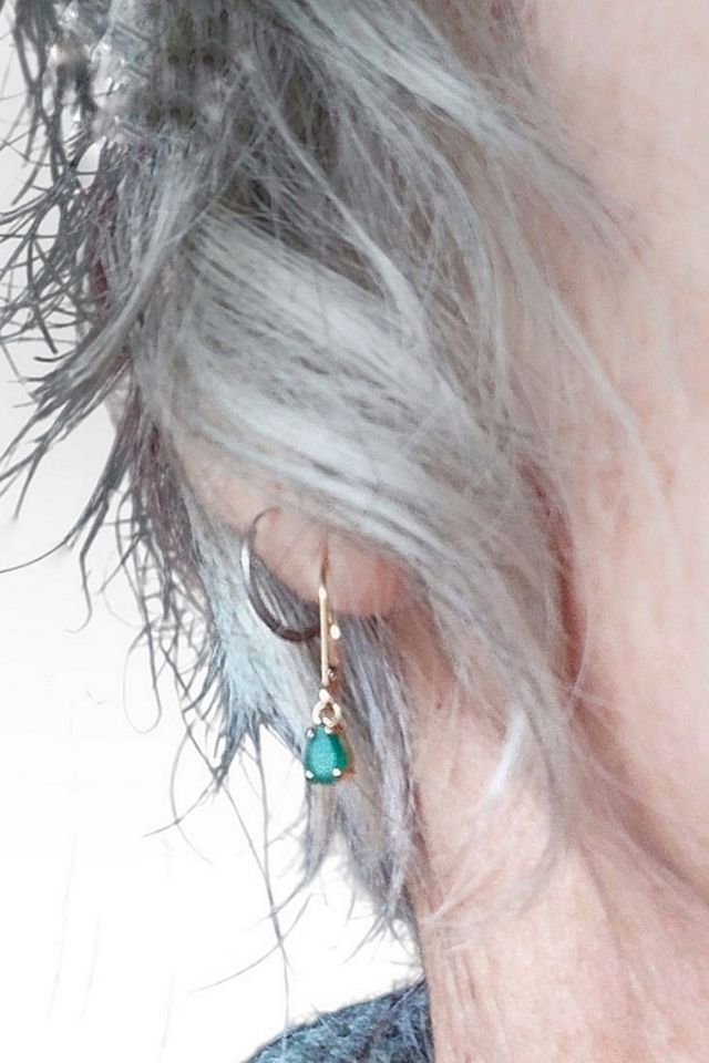 Vintage 14K Emerald Dangle Earrings Selected by Garbage Soup #1