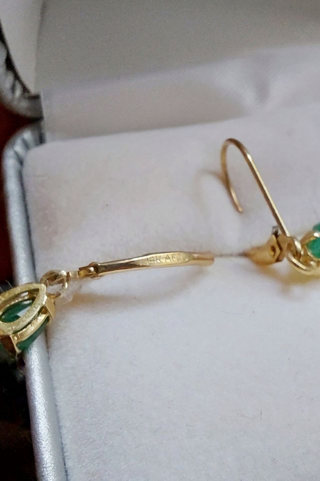 Vintage 14K Emerald Dangle Earrings Selected by Garbage Soup #2