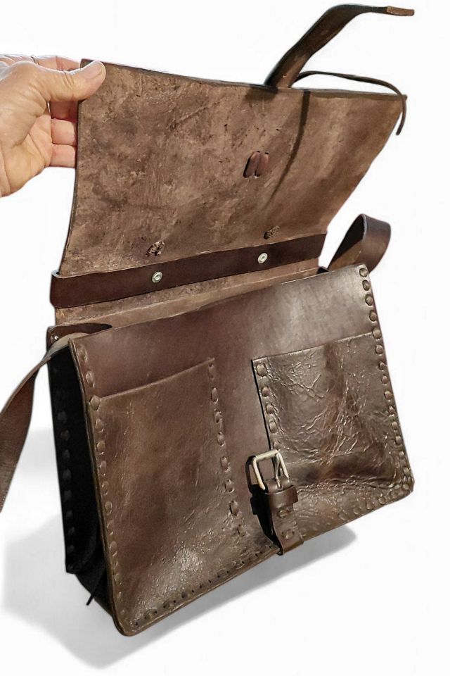 Vintage Handmade Leather Messenger Bag Selected by Garbage Soup #3