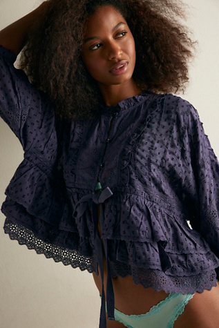 Little Love Bed Jacket by Intimately at Free People in Elderberry, Size: Large
