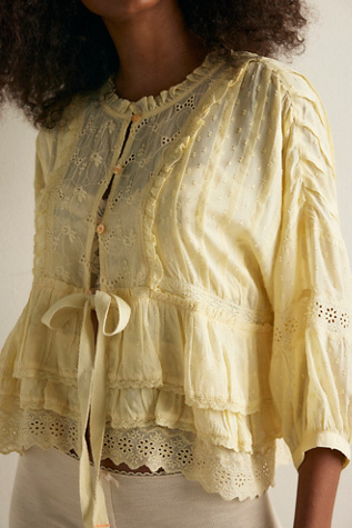 Little Love Bed Jacket by Intimately at Free People in Yellow, Size: S