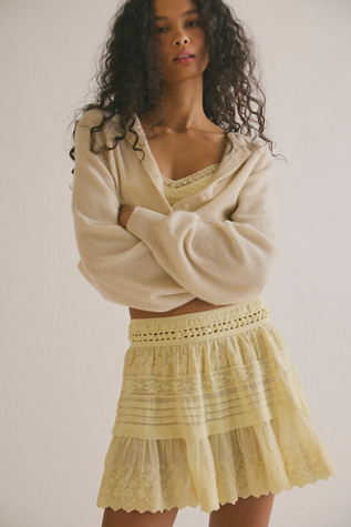 Play Nice Mini Slip Skirt by Intimately at Free People in Vanilla Custard, Size: Large