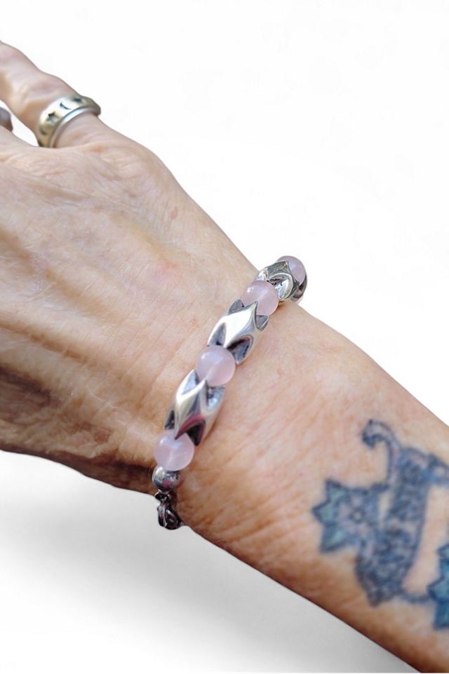 Modernist Sterling and Rose Quartz Bracelet Selected by Garbage Soup #1