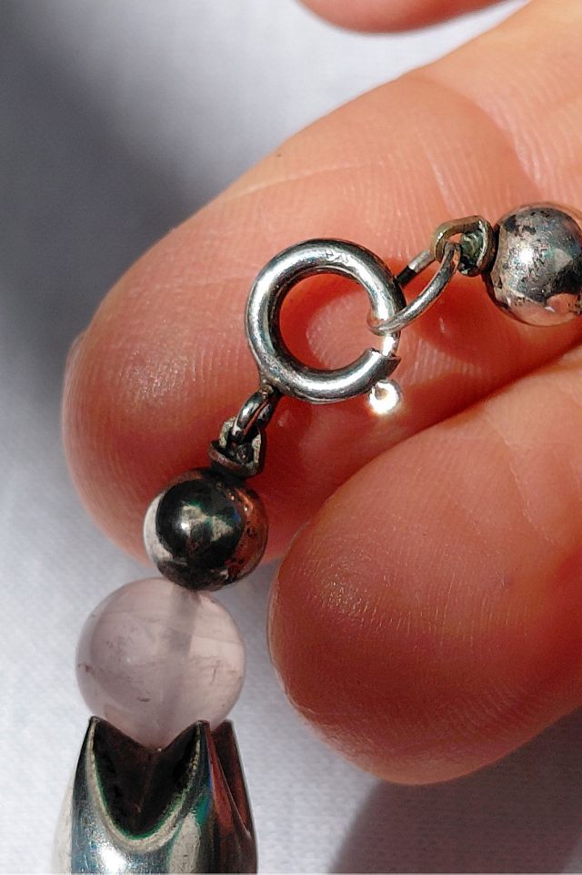 Modernist Sterling and Rose Quartz Bracelet Selected by Garbage Soup #3