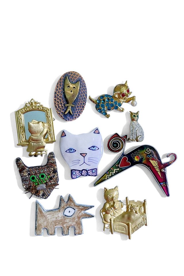Vintage Cats and Dog Pins Selected by Garbage Soup