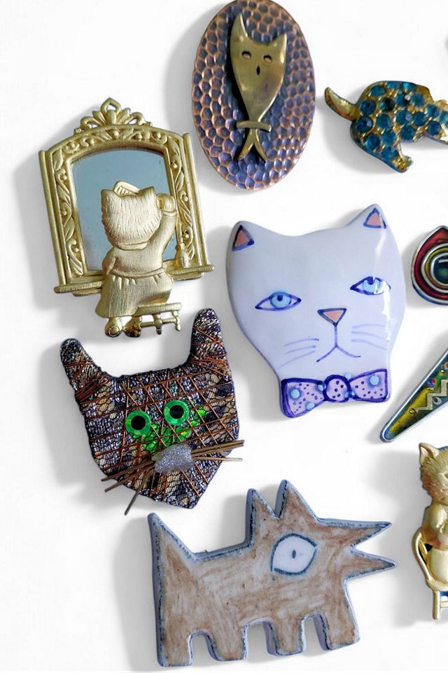 Vintage Cats and Dog Pins Selected by Garbage Soup #1