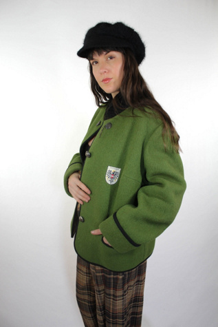 1960s Green Wool Quilted Austrian Jacket Selected By Moons + Junes Vintage
