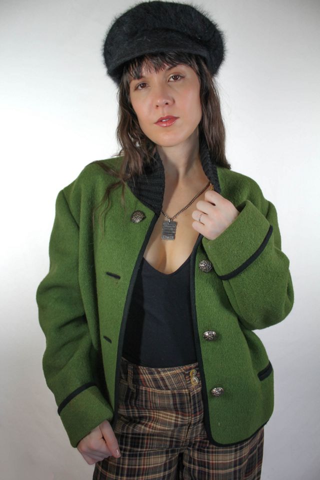 1960s Green Wool Quilted Austrian Jacket Selected By Moons + Junes Vintage #1
