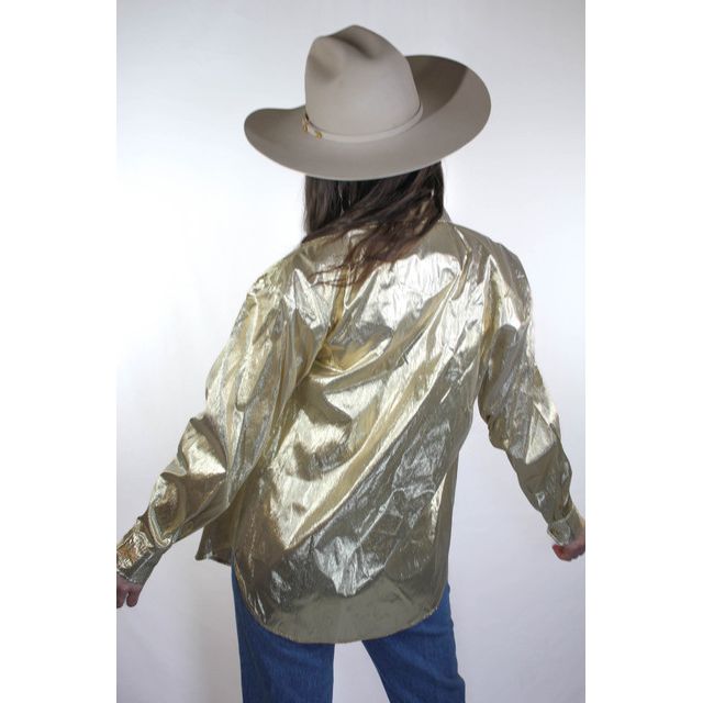 Vintage Longhorn Western Metallic Gold Button Down Selected By Moons + Junes Vintage #2