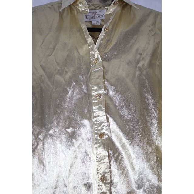 Vintage Longhorn Western Metallic Gold Button Down Selected By Moons + Junes Vintage #3
