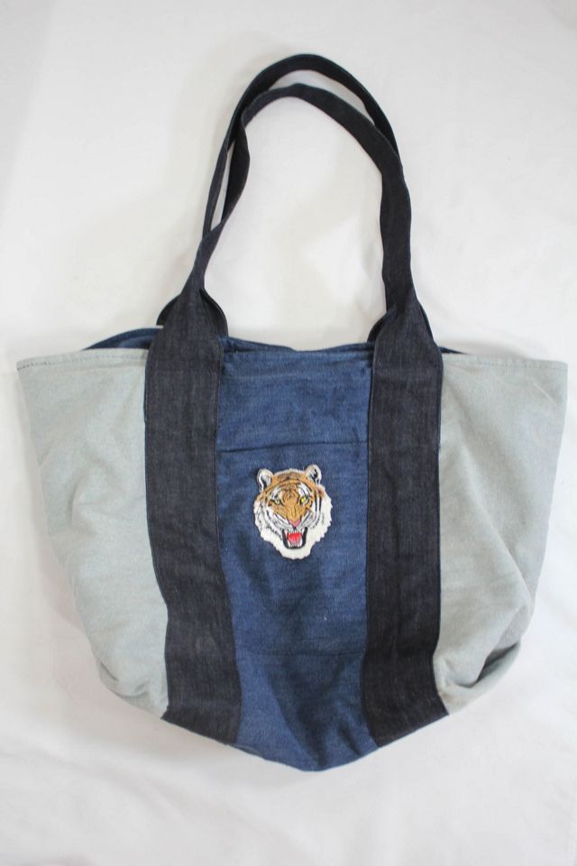 Vintage Tiger Patch Denim Tote Bag Selected By Moons + Junes Vintage #2