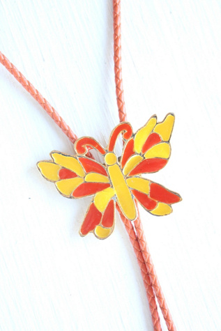 Женские колье Moons + Junes Vintage Upcycled Vintage Butterfly Orange Bolo Tie Selected, цвет: Разноцветный — фото 3