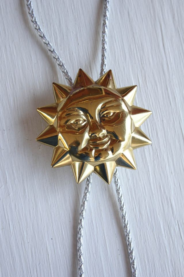 Here Comes The Sun Gold + Silver Upcycled Bolo Tie Selected By Moons + Junes Vintage #1