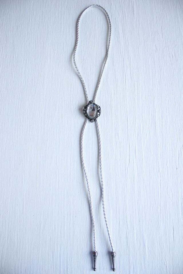 Vintage Silver Crystal Brooch Pin Bolo Tie Necklace Selected By Moons + Junes Vintage #2