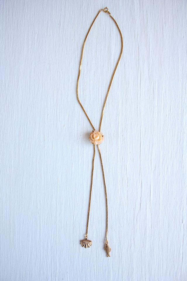 Vintage Peach Rose Gold Charm Bolo Necklace Selected By Moons + Junes Vintage #2