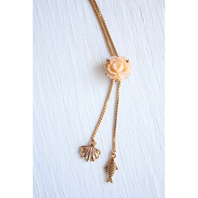 Vintage Peach Rose Gold Charm Bolo Necklace Selected By Moons + Junes Vintage #3