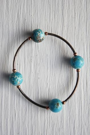 Vintage Blue Jasper Gemstone Sterling Bracelet Selected By Moons + Junes Vintage