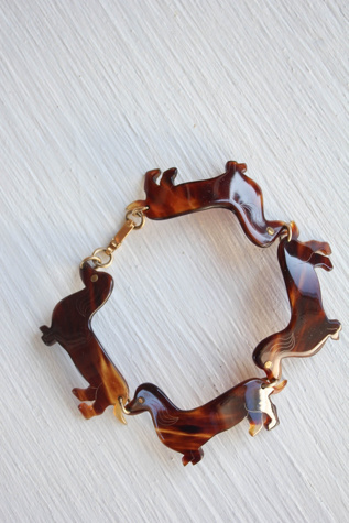 Vintage Dachshund Tortoise Shell Dog Lover Bracelet Selected By Moons + Junes Vintage