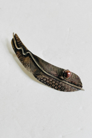 Vintage 1980's Artisan Textural Sterling Pin Selected by FernMercantile