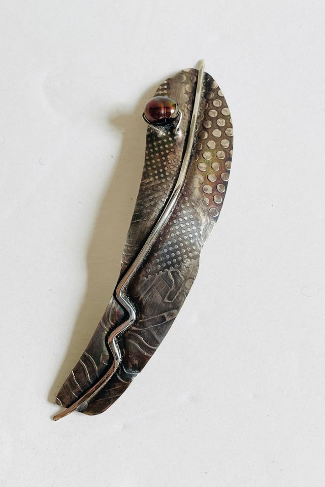 Vintage 1980's Artisan Textural Sterling Pin Selected by FernMercantile #1