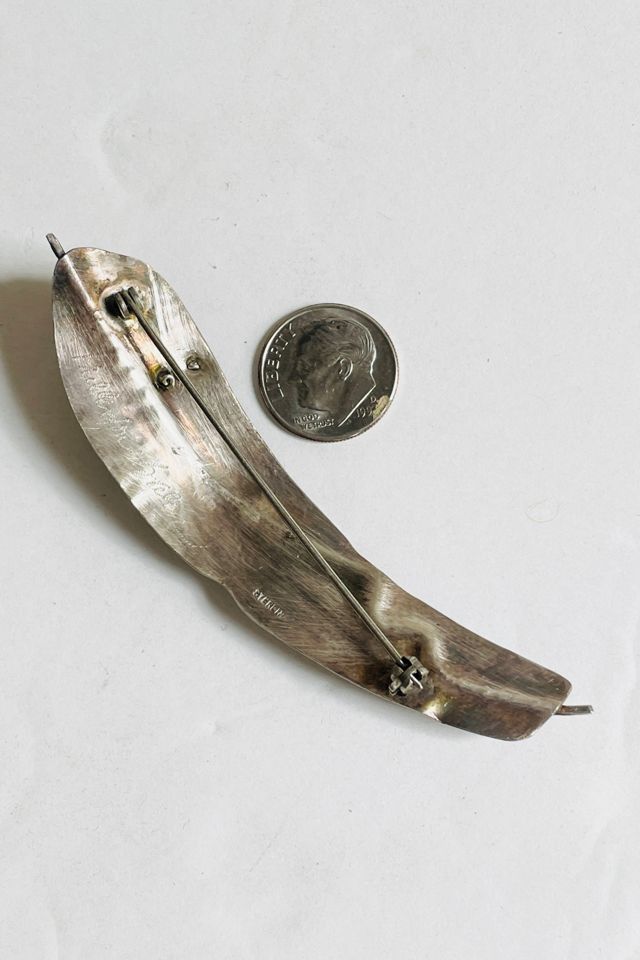 Vintage 1980's Artisan Textural Sterling Pin Selected by FernMercantile #2