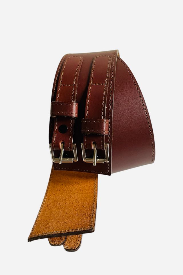 Vintage Wide Brown Double Buckle Belt  Selected by FernMercantile #1