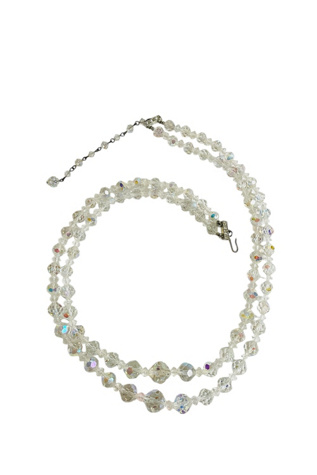 Vintage 1950's Crystal and Iridescent Double Strand Necklace Selected by FernMercantile