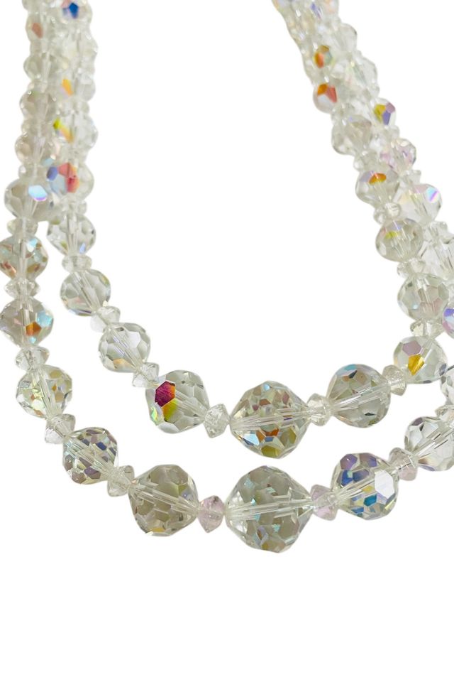 Vintage 1950's Crystal and Iridescent Double Strand Necklace Selected by FernMercantile #1
