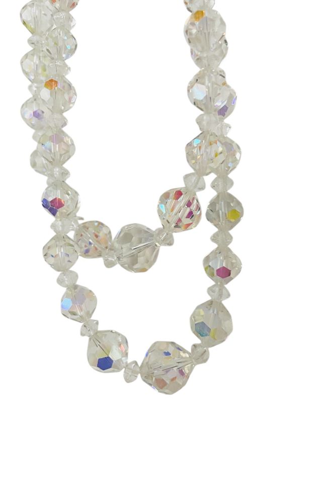 Vintage 1950's Crystal and Iridescent Double Strand Necklace Selected by FernMercantile #3