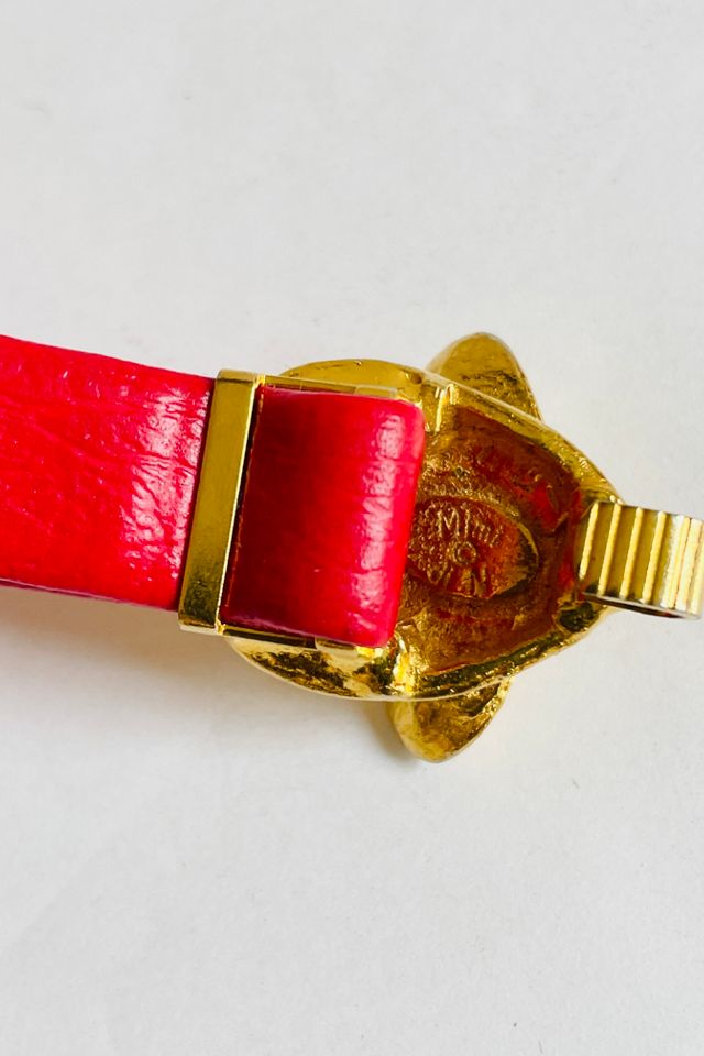 Vintage 1970's  Red Belt  with Gold Mice Selected by FernMercantile #3